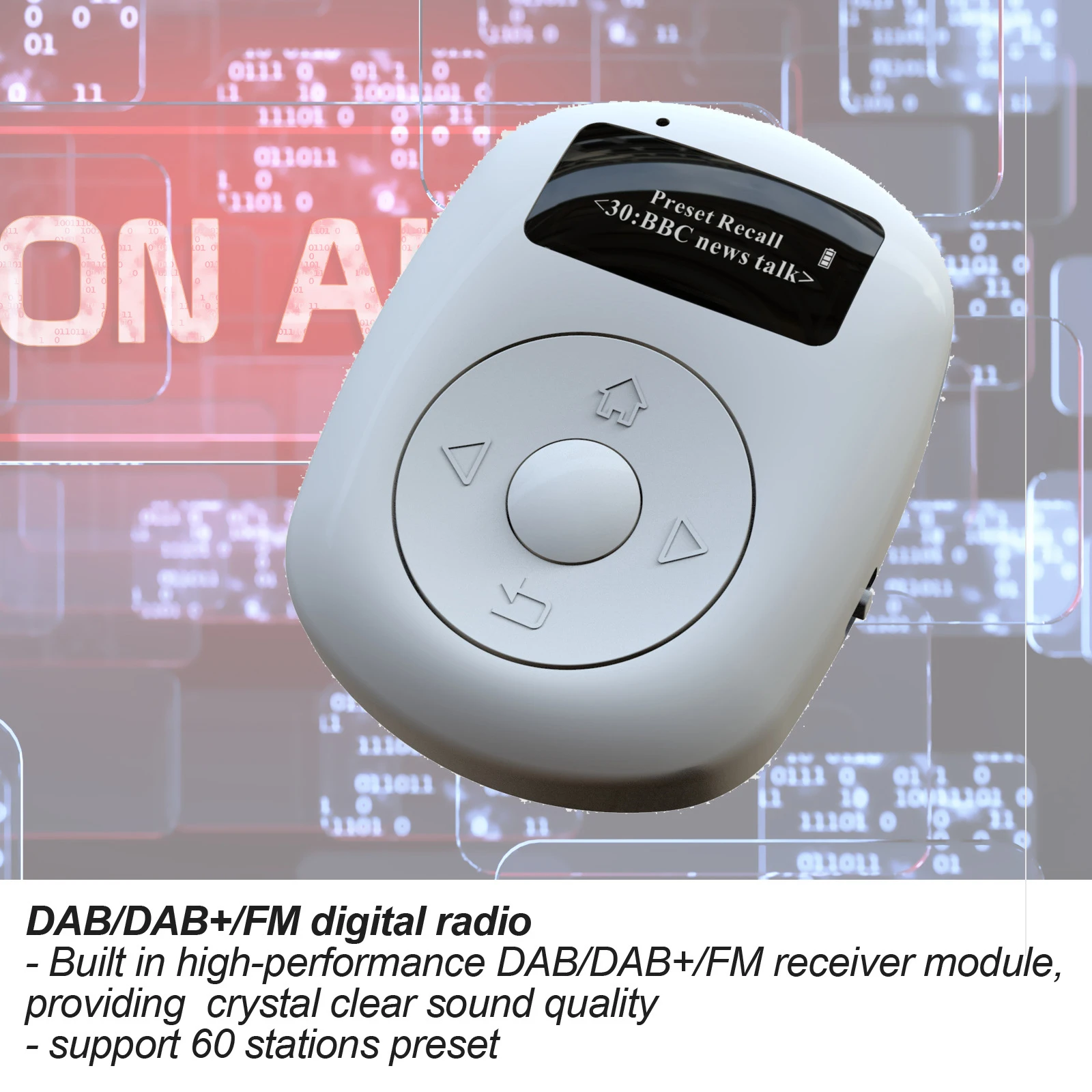 FM/DAB 개인용 라디오 USB 충전식 포켓형 소형 라디오(OLED 디스플레이 및 이어폰 포함) 걷기, 조깅에 적합한 경량형