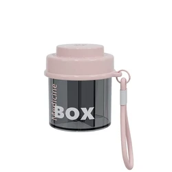 Compact Rotatable Pill Organizer with 4 Sealed Compartments (Pink)