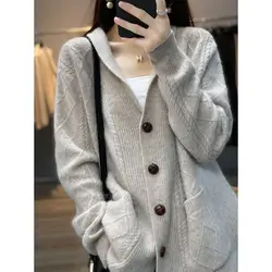 Women's Autumn and Winter New Fashion Elegant V-neck Solid Long Sleeve Knitwear Casual Versatile Loose Commuter Popularity Tops