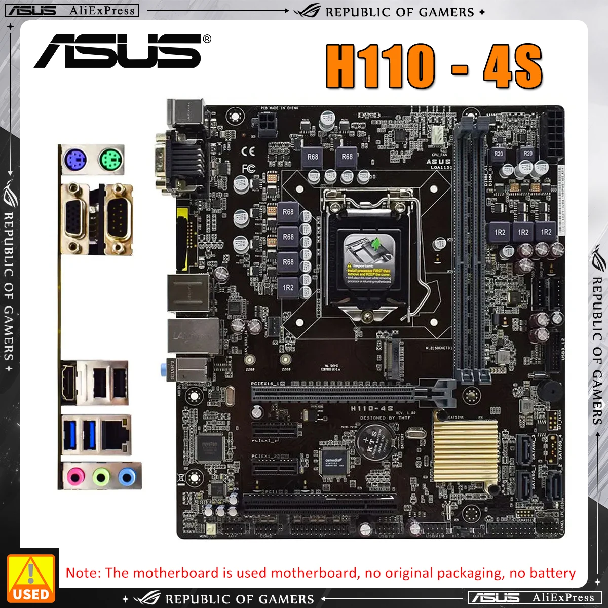 

ASUS H110-4S Intel H110 Motherboard LGA 1151 for Core i3 i5 i7 6100 6300 6320 6400 6500 6700 6700K Micro-ATX Mainboard DDR4 Used