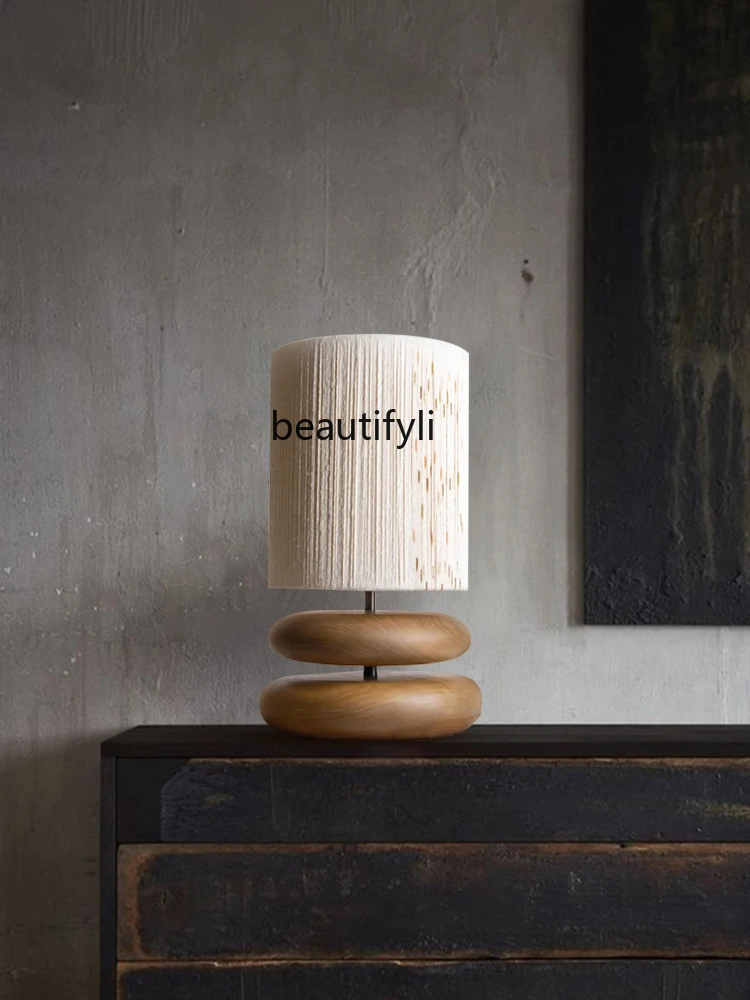 

Japanese-Style Solid Wood Decorative Table Lamp Living Room Bedroom Bedside Lamp Designer Creative Atmosphere Lamps