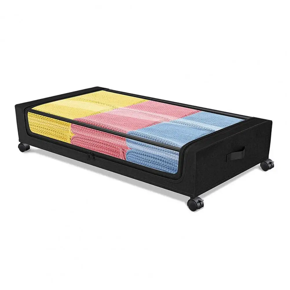 Under-bed Storage Case Dust-proof under Bed Storage Container Dustproof Under-bed Storage Box with Wheels Zipper for Quilts 2