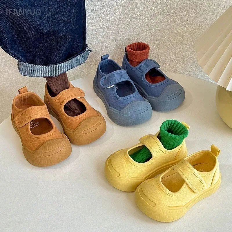 3-7Y Children's Shallow Mouth Canvas Shoes 2024 Spring Autumn Boys Girls' Skateboard Shoes Soft soled Kindergarten Indoor Shoes 3
