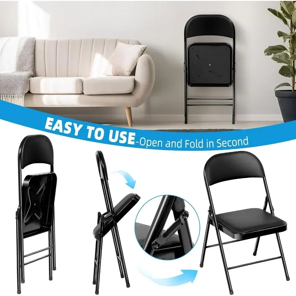 4-piece Set of Soft Cushioned Folding Chairs for Indoor and Outdoor Activities, Family Restaurants, Etc 18"D X 18"W X 31"H