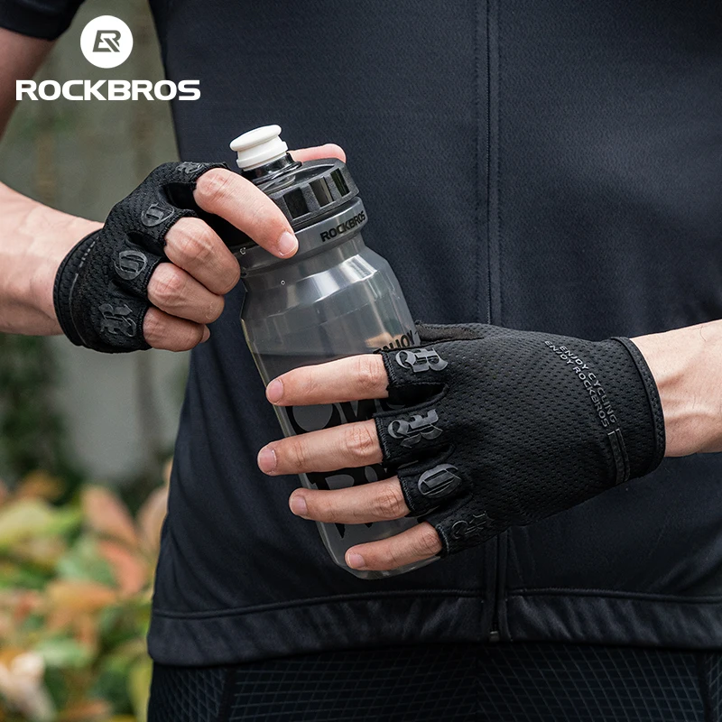 ROCKBROS Half Finger Gloves SBR Palm Pads Breathable Anti-shock Cycling Gloves High Elasticity Fitness Bicycle Fingerless Gloves 5