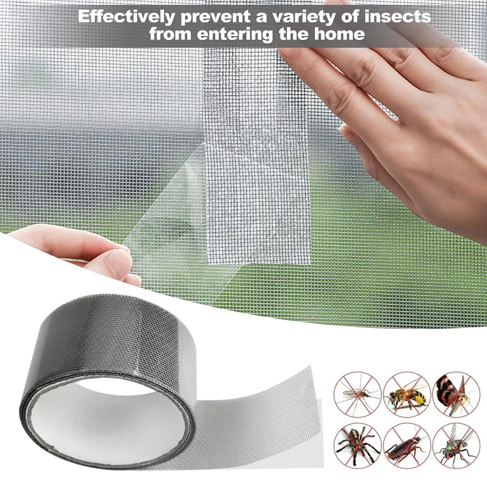 Door Window Screen Repair Tape 2M 5cm Width Adhesive Waterproof Fiberglass Covering Mesh Hole Tears