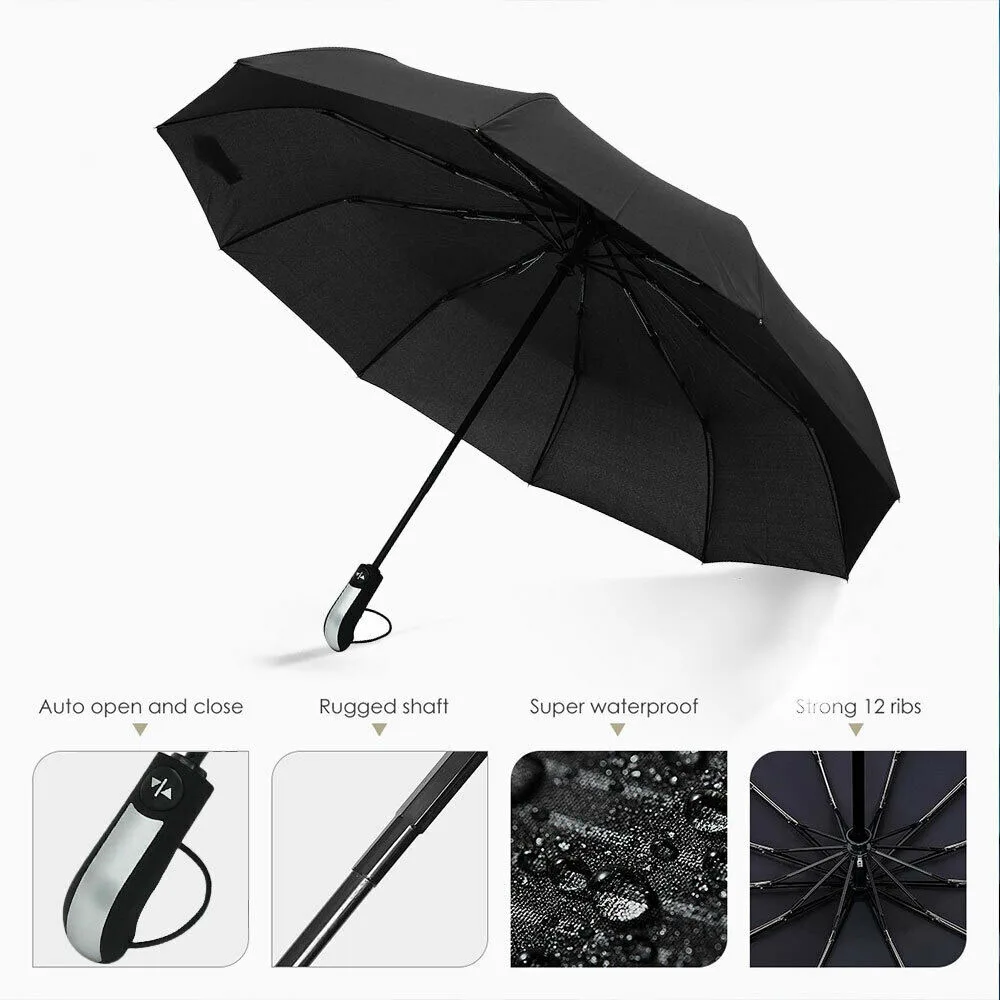 10 Ribs Strong Aluminium Windproof Anti-UV Umbrella Automatic Open Close Folding Umbrella Travel Rain Men Women Umbrellas