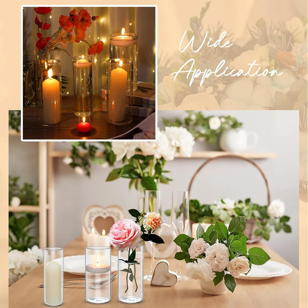 12pcs Glass Cylinder Vases for Wedding Centerpieces Multiple Clear Vases  Hurricane Floating Candle Holders Flower Plant Pillar - AliExpress, image size:1000x1000