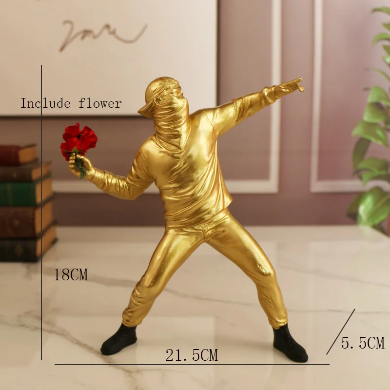 Resin Statues Sculptures Banksy Flower Thrower Statue Bomber Home