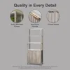 Oxford bookcase, high bookcase with door cabinet, 5-tier bookcase, large wooden bookcase with fluted panel, grey oak 3