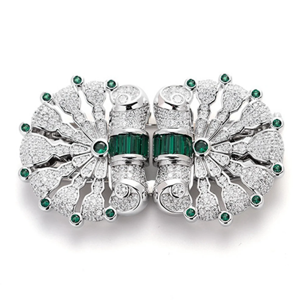 Wong Rain Vintage 100% 925 Sterling Sliver Emerald High Carbon Diamond Gems spilla da donna spille gioielleria raffinata regali di anniversario