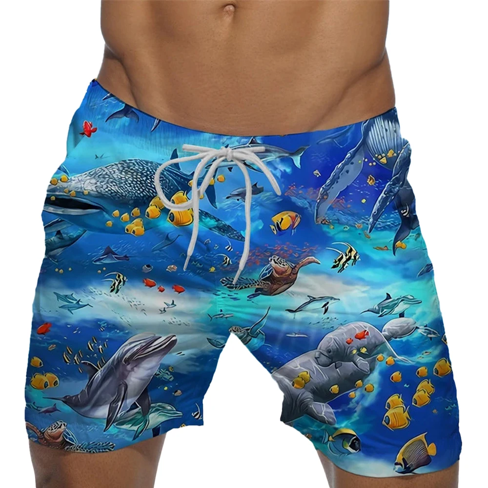 

Men's Board Shorts Swim Trunks Summer Shorts Drawstring with Mesh Lining Elastic Waist Shark Graphic Prints Quick Dry Short