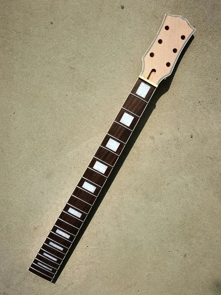 

Unfinished Left Hand 22 Fret Guitar Neck 24.75 Inch Scale Maple Necks Rosewood Fretboard Block Inlay with Binding Bolt on Style