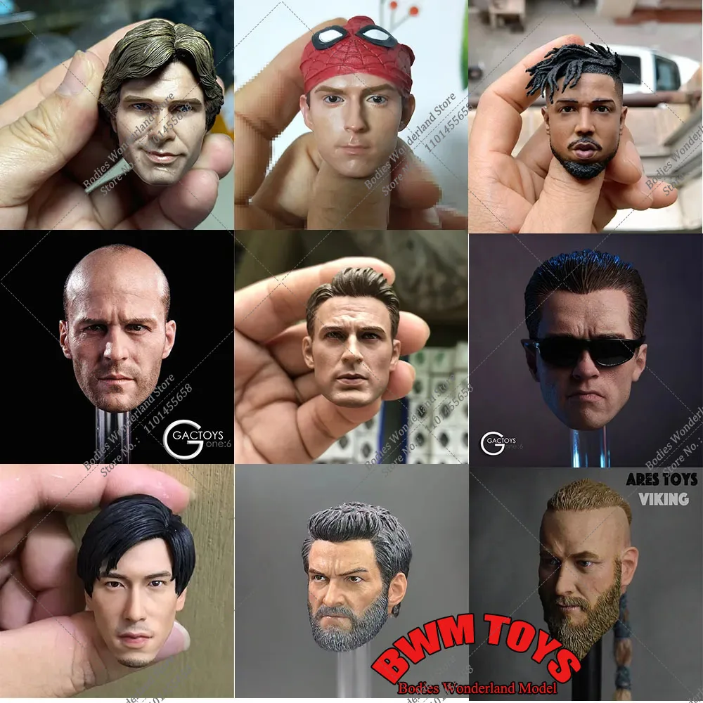 

24 Stypes 1/6 Scale Male Accessory Arnold Tony Uncle Wolf Tyson Steve Rogers Head Sculpt Carved Model for 12 inch Action Figure