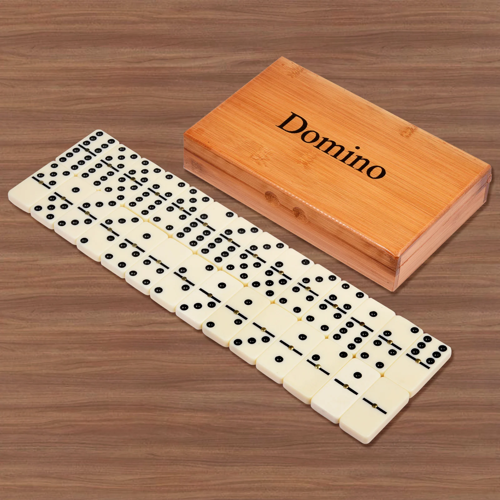 

Dominoes Set Double 6 Dominoes Set 28 Tiles Mexican Train Dominoes Game Set with Wooden Case Dominos Set Family Game Toy