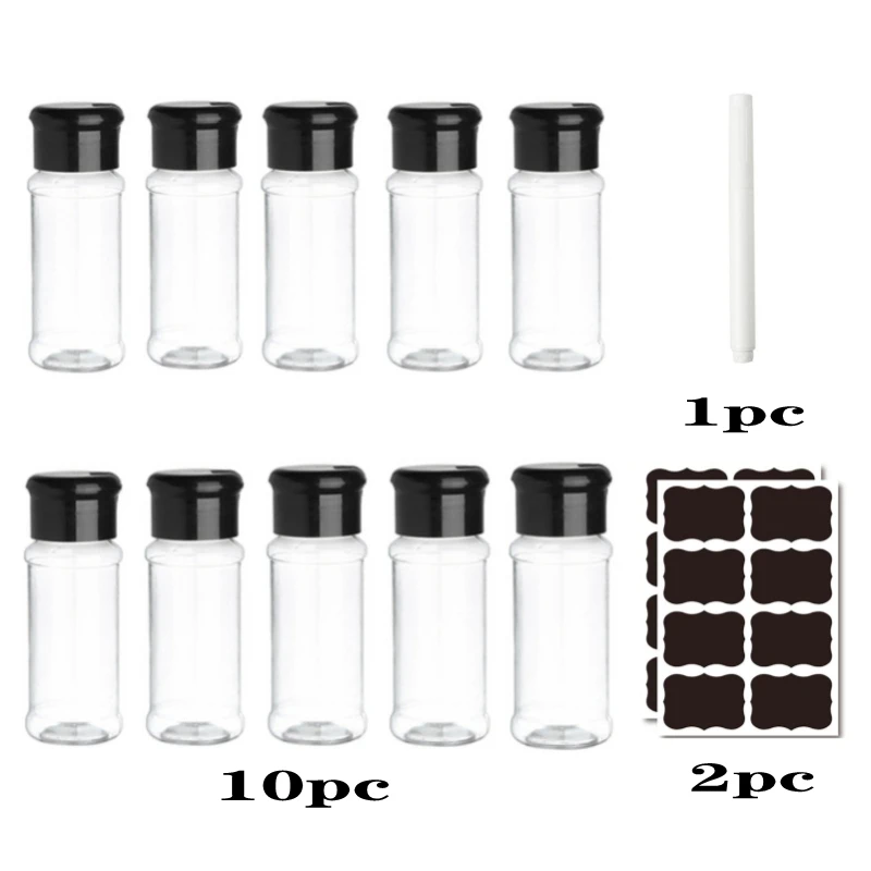 Seasoning Storage Container 100ML Seasoning Shaker Bottles Plastic Spices Condiment Jar Salt Pepper Boxes for Kitchen Gadget Tool organizer