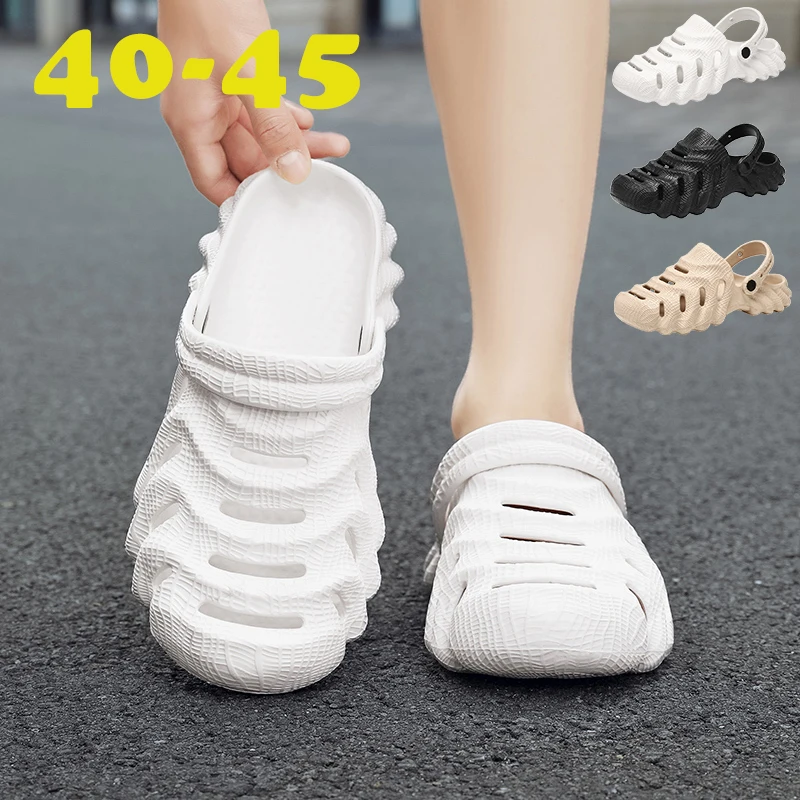 

Мужские шлепанцы для улицы, мягкая дизайнерская обувь, клоги, сандалии 40-45, 2024