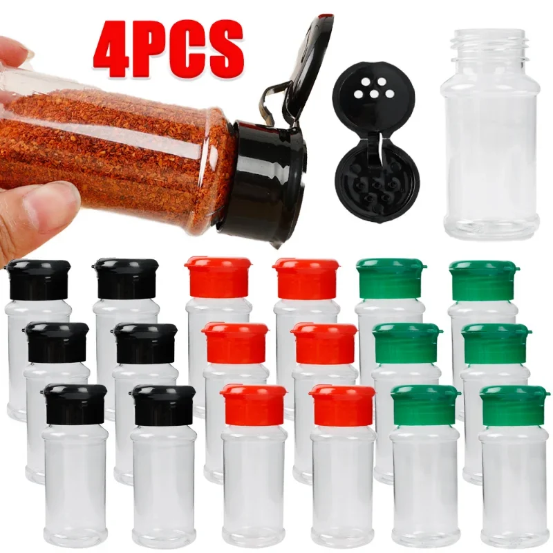 Jars for Spices Portable Seasoning Shaker Bottles Plastic Salt and Pepper Shaker Barbecue Condiment Container for Kitchen Gadget
