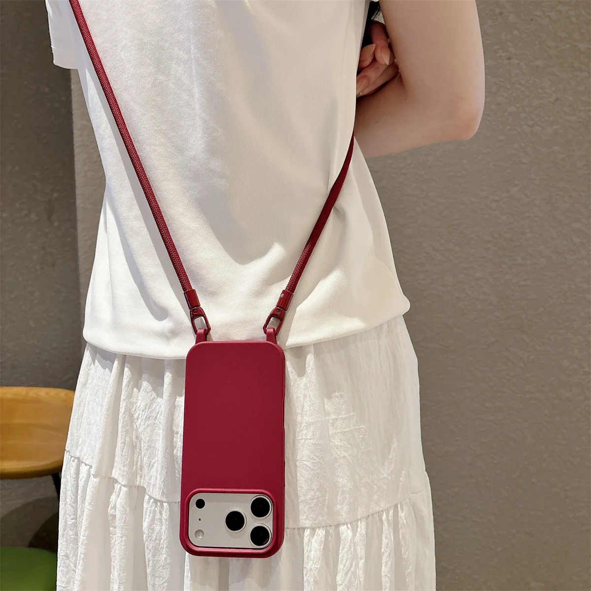 Silicone Crossbody Candy Color Phone Case with Soft TPU Back Cover