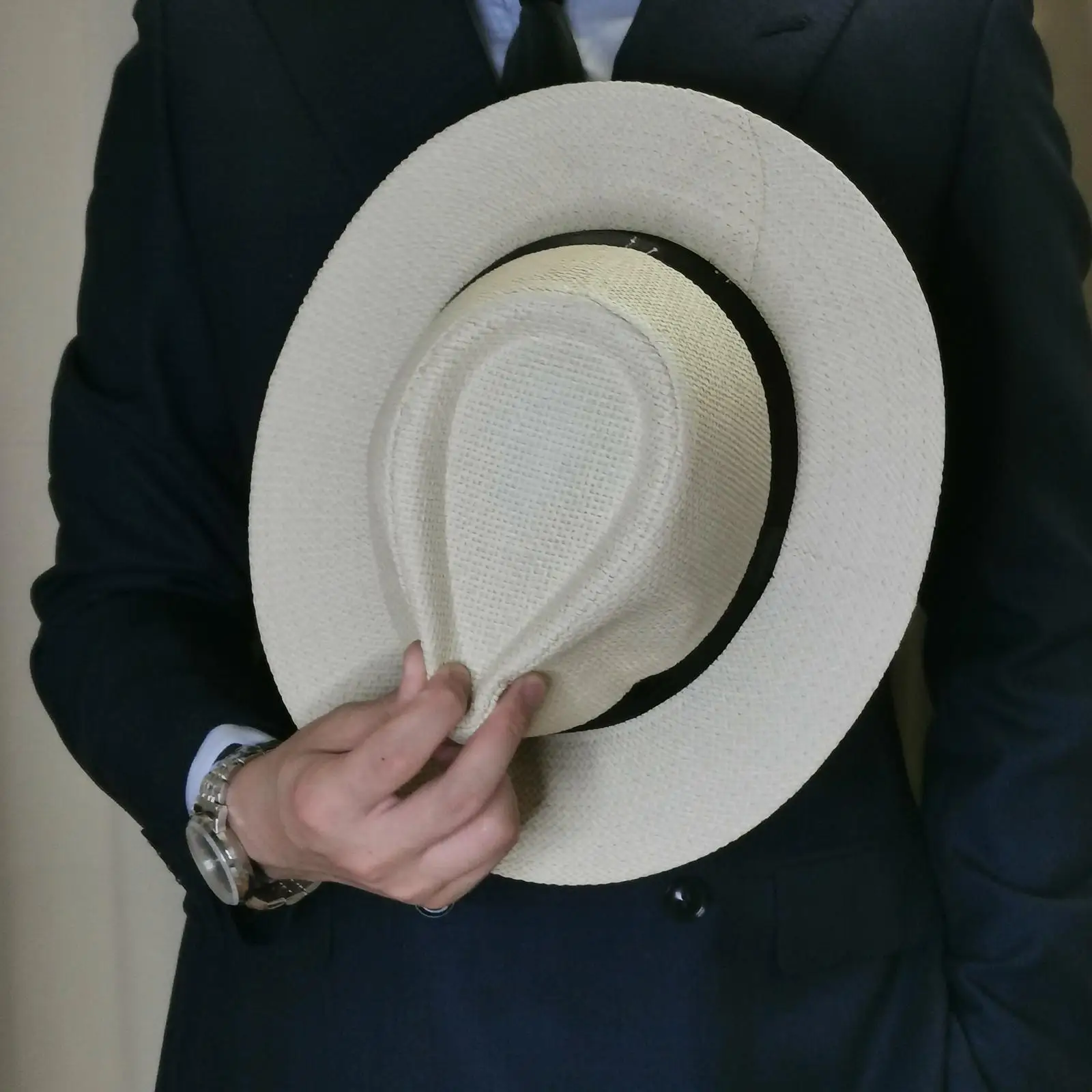 Sombrero De Paja Panamá Unisex Para Verano - Ala Ancha, Plegable, Tallas 56-59 Cm, Color Blanco