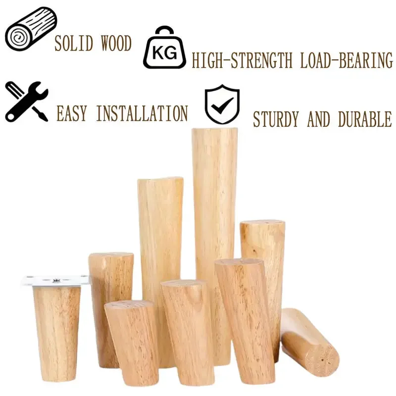 Set of 4 Premium Wooden Furniture Legs with Non-Slip Base