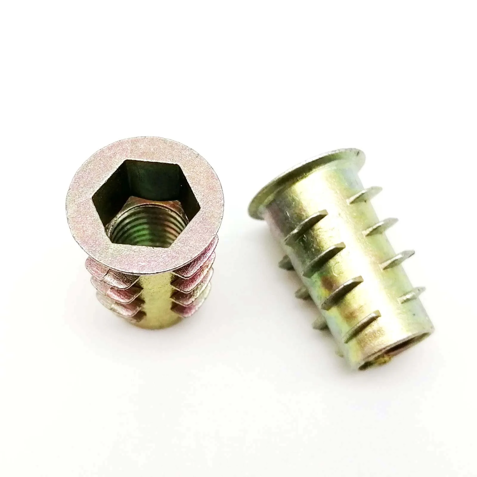 10pcs M4 M5 M6 M8 M10 Thread Allen Hexagon Hex Socket Head Wood Furniture Cabinet Bed Embedded Insert Nut E-Nut Length = 8-25mm insert nut