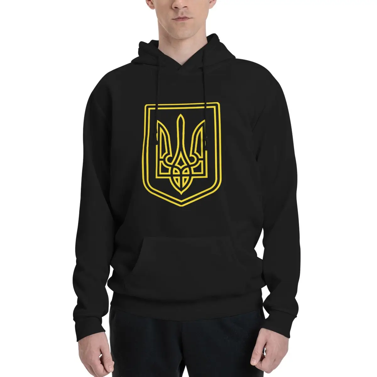 

Couples Plus Velvet Hooded Sweater Tryzub Ukraine Coat Of Arms Ukrainian Communist Novelty beautiful With hood pullover High