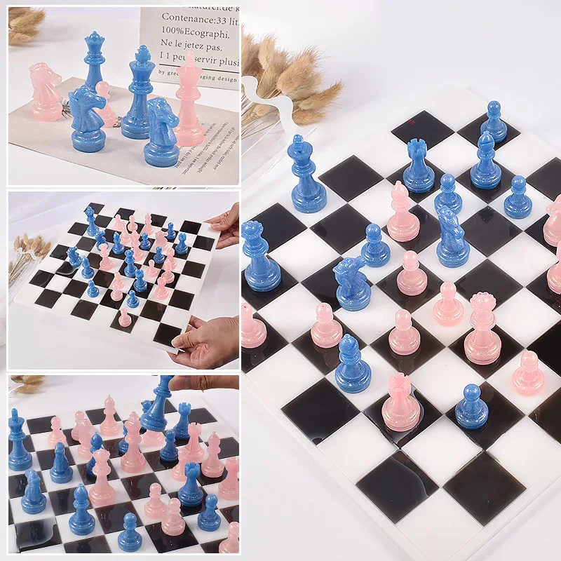 Chess Mold for Resin Silicone Chess Resin Mold Chess Crystal Epoxy Casting