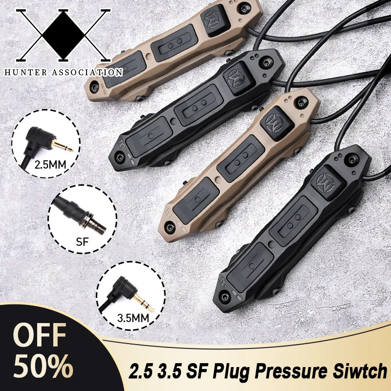전술 에어소프트 이중 기능 스위치, 슈어파이어 M300 M600 플러그 단추 리모컨, 20mm 레일 MLOK KEYMOD DBAL PEQ 레이저에 적합