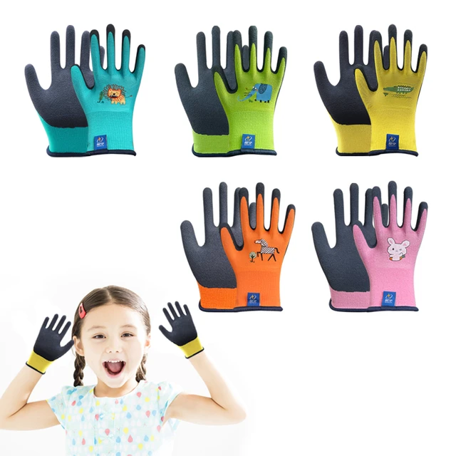 Guantes de jardinería antideslizantes para niños, guantes de
