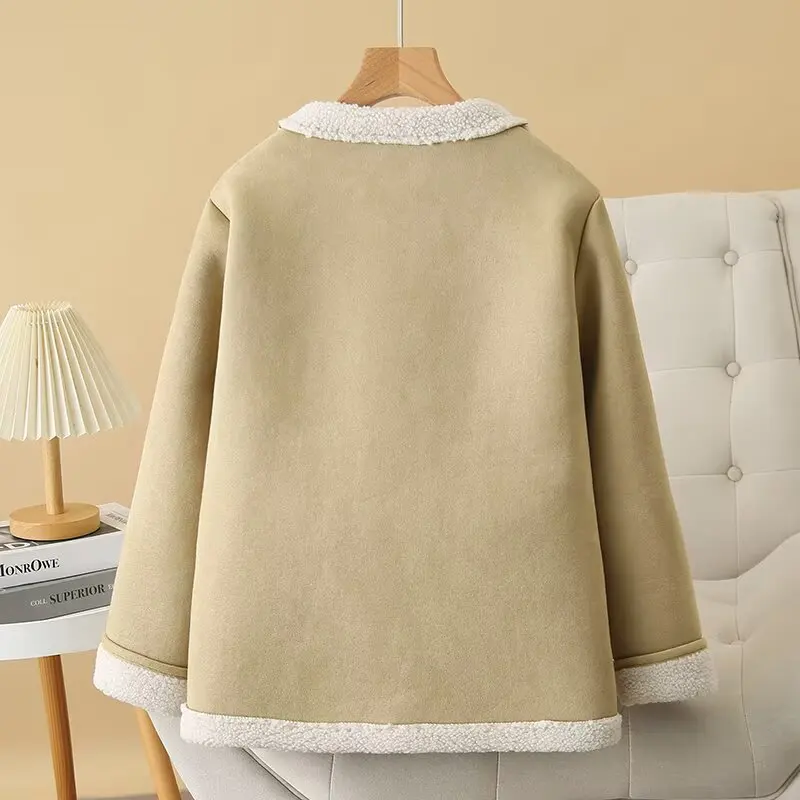 2025 Winter New Style Elegant Chic Thickened Warm Fleece Jacket XXXXL Fashion Plus Size Women's Suede Coat 927