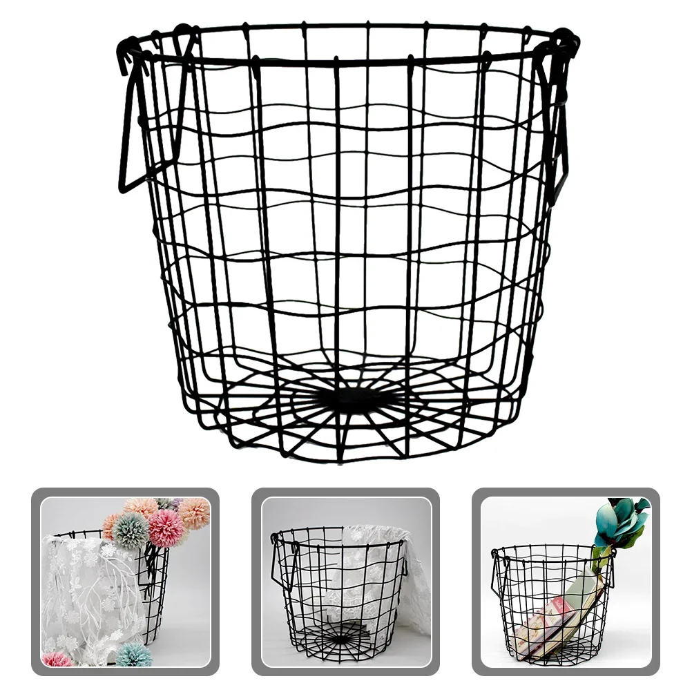 

Multi-function Black Metal Basket Dirty Clothes Holder Wire Clothing Household Storage Bedroom Iron Sundries Organizer