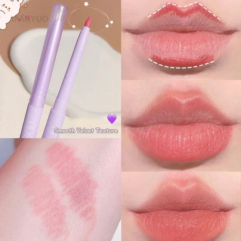 Berry Red Lip Liner Matte Velvet Lipliner Pencil Long-lasting Waterproof 3D Lip Plumping Tint Contouring Pen Nude Brown Lipstick 3
