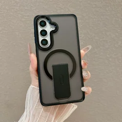 Armor Folding Magnetic Shockproof Matte Case - Durable Hard Cover - Galaxy A57 5G (Clear Black)