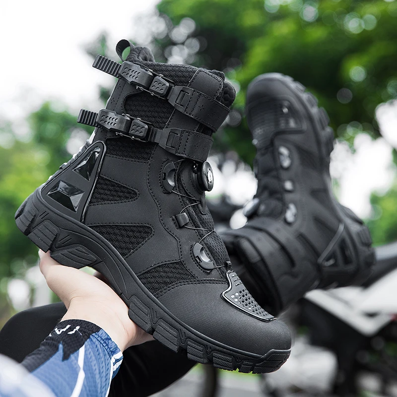 Motorcycle Boots Men's Mid-Calf Motocross Races Protective Breathable Non Slip Sports Shoes 1128