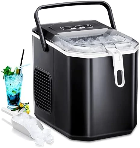 Ice Makers Countertop, Self-Cleaning Function, Portable Electric Ice Cube  Maker Machine, 9 Pebble Ice Ready in 6 Mins, 26lbs 24Hrs with Ice Bags and