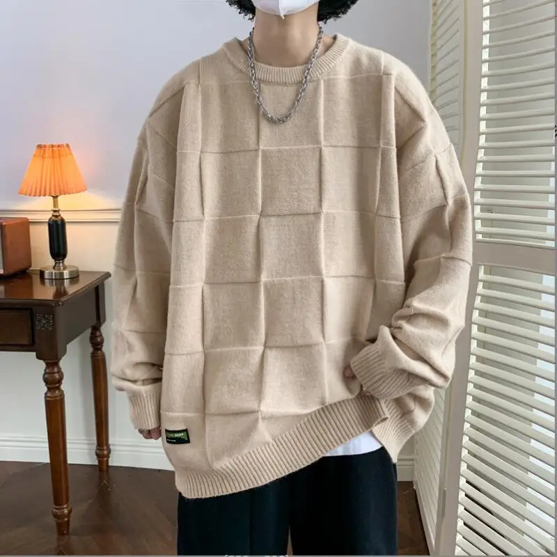 

M-8XL Sweater For Men's 2022 Autumn Winter New beancurd cube Long Sleeve O Collar Knit Tops fake luxury men's clothing w371