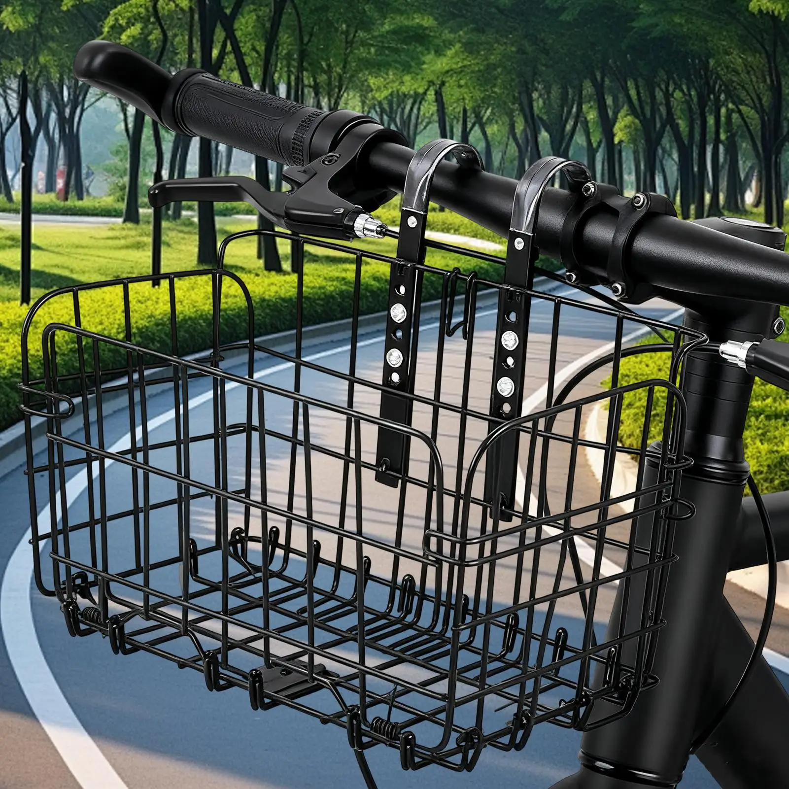 Basket For Bike Foldable Cycling Accessories Adjustable Rack Mountain Bike Basket Handlebar Mount For Road Electric Scooter