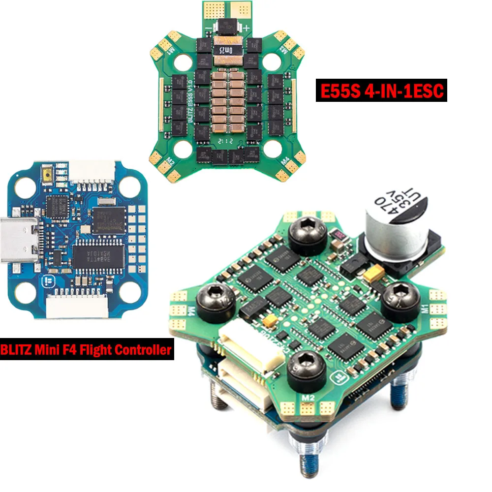 

IFlight BLITZ Mini F4 Stack с BLITZ Mini F4 Контроллер полета OSD (MPU6000) / BLITZ Mini E55S 4-в-1 2-6S ESC для FPV дронов