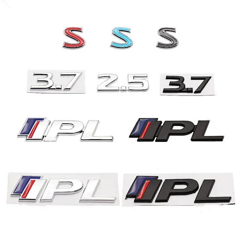 3D 금속 S 2.5 3.7 후면 트렁크 사이드 펜더 엠블럼 배지, IPL 스티커, 인피니티 Q50 Q50S Q50L G37 Q30 Q70 G25 QX70 FX35 FX37