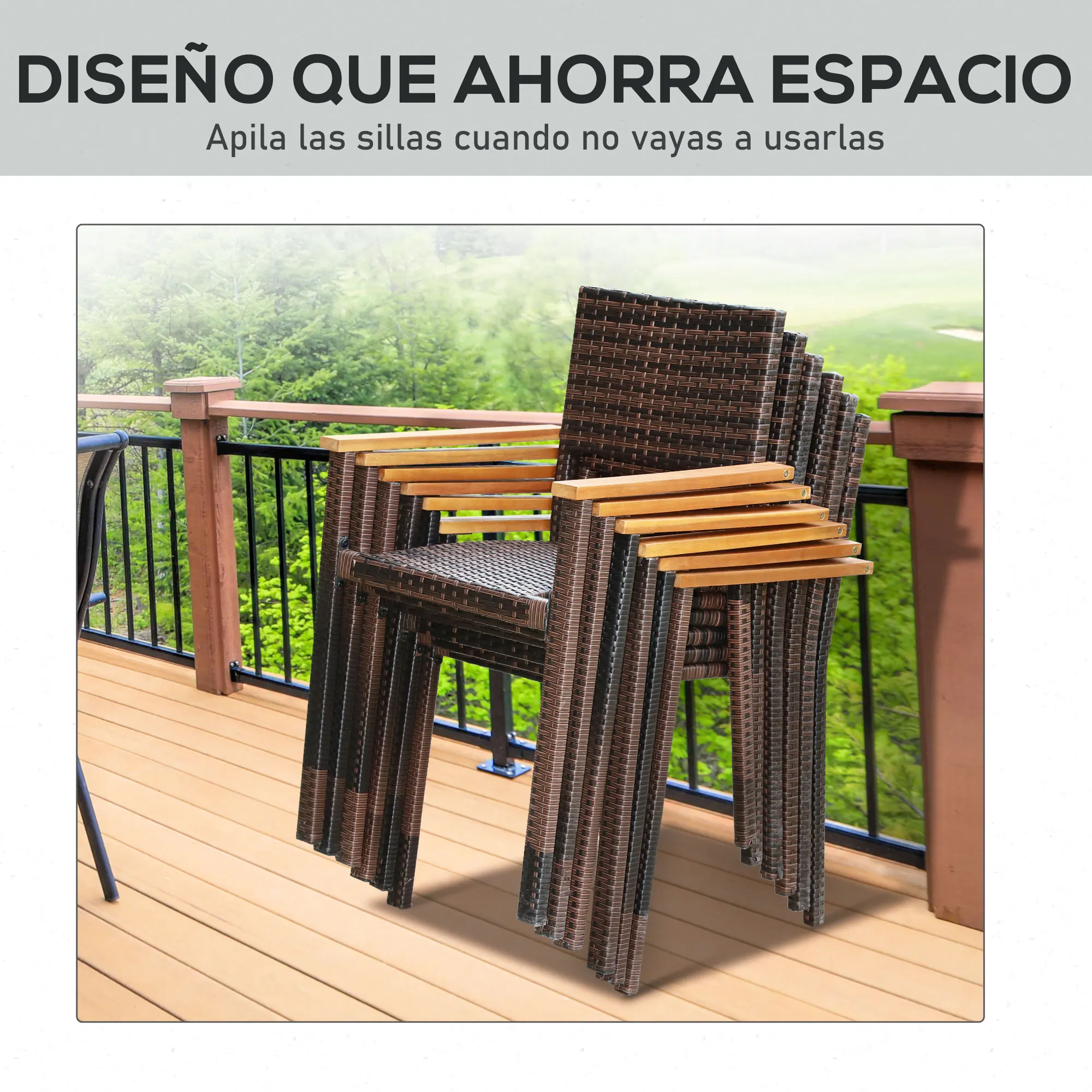 Outsunny Conjunto de Mesa y Sillas de Jardín Exterior de Ratán Juego d –  Bechester