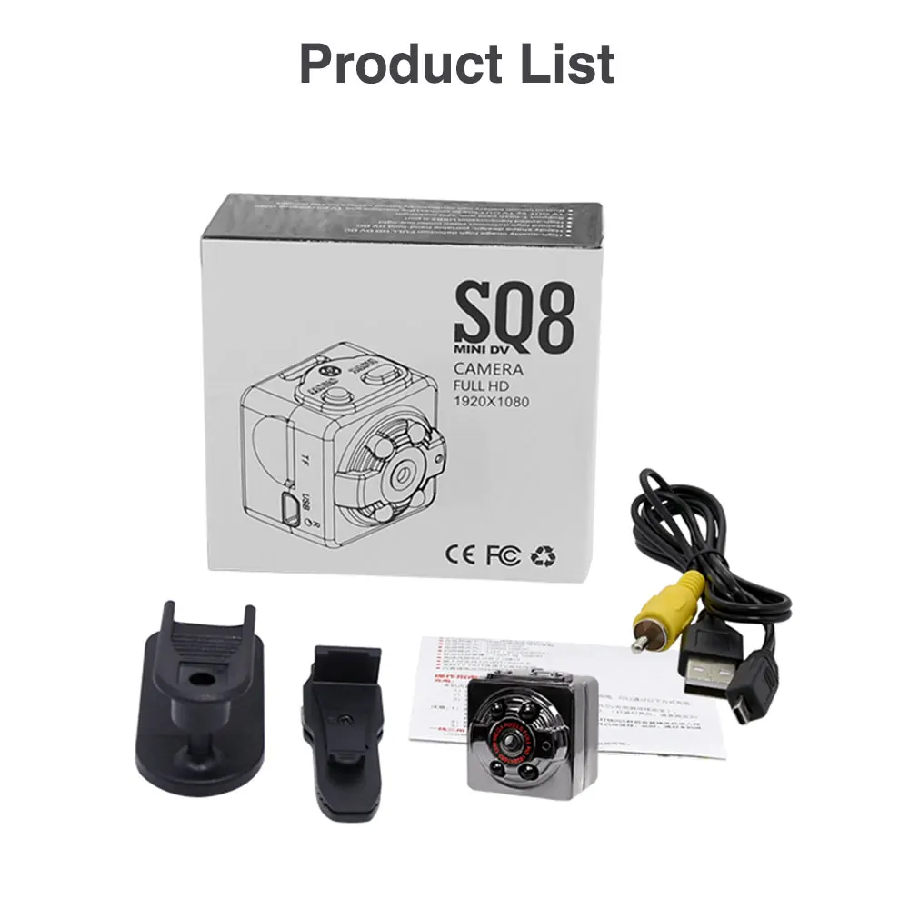 SQ 8 미니 카메라, HD 1080P 스마트 캠 센서, 나이트 비전 캠코더, 모션 DVR 마이크로 카메라, 야외 스포츠 DV 비디오 소형 카메라