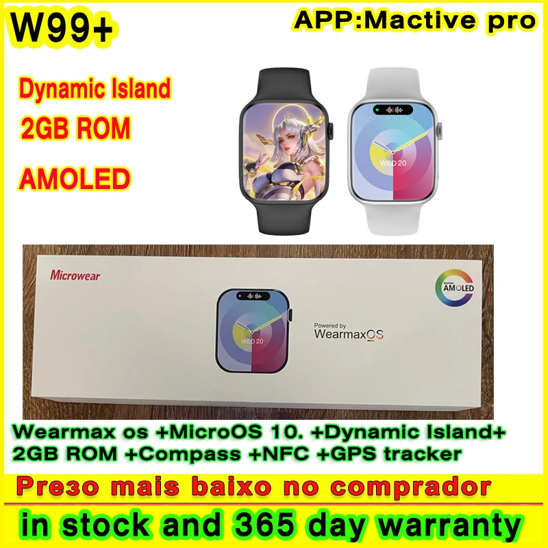

Оригинальные Смарт-часы W99 + AMOLED 2 Гб ROM Wearmax OS10 с динамическим компасом, стандартный Bluetooth-вызов W99 Plus Series 9, Смарт-часы