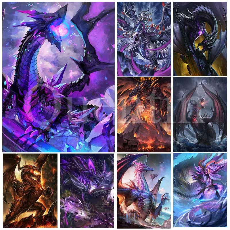 5D Diy Anime Dragon Diamond Painting Monster Full Drill Cross Stitch Kits  Embroidery Mosaic Art Gifts Pictures of Rhinestones| | - AliExpress