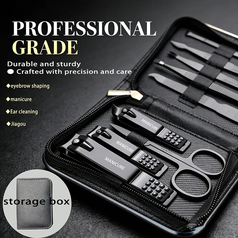  9 Pcs Portable Nail Clipper Multi Kit with Cuticle Trimmer Toenail Scissors Ear Nail File Tweezers Suitable for Travel Home 