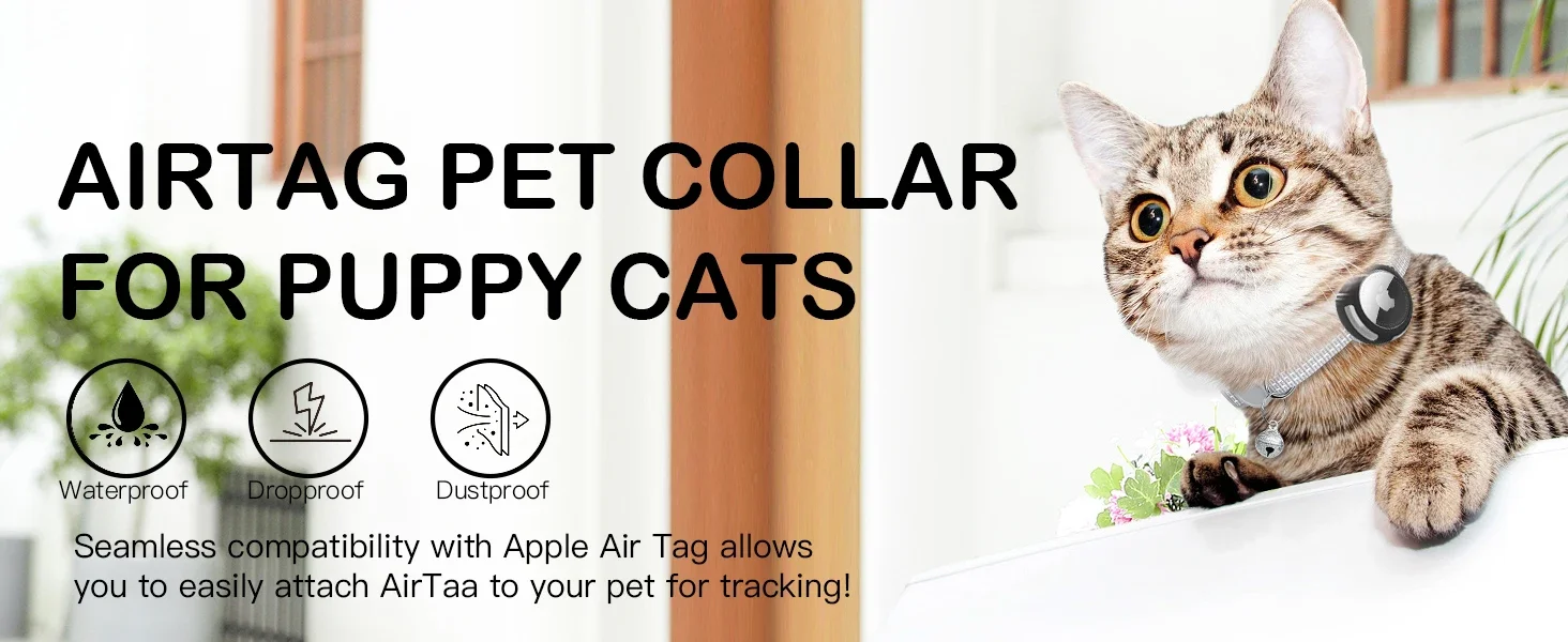 Lightweight Airtag Cat Collar with Reflective Collar