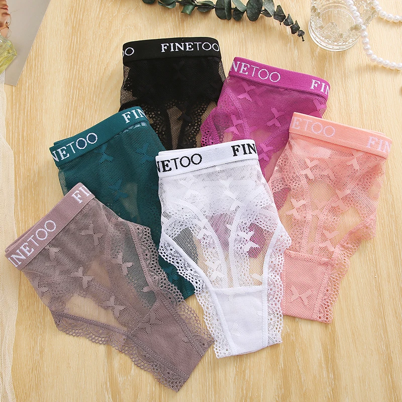 Women Panties Female Underwear Lace Panties Womens Underwear FINETOO Sexy Lace Thongs Low Waist Underwear Solid Comfortable Breathable Lingerie