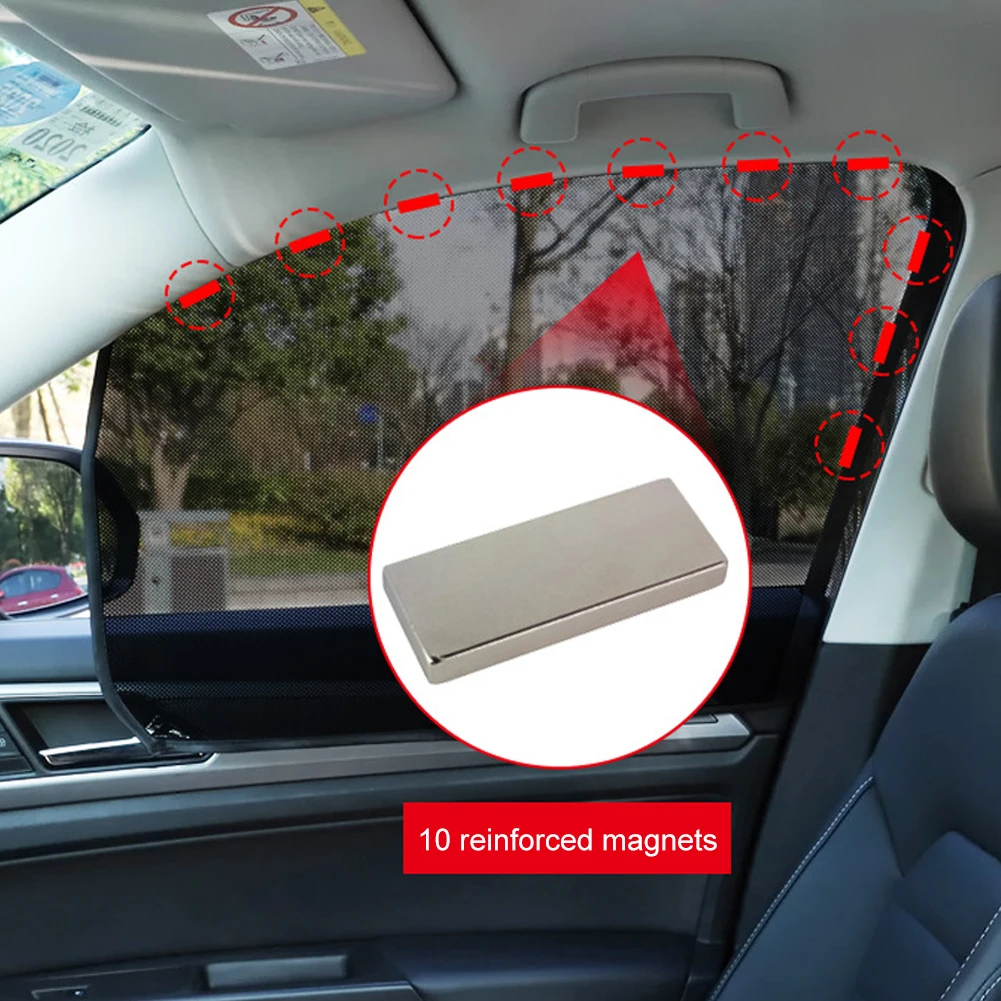 Magnetic Auto UV Protection Film Side Window Sunshade Cover 10 Magnets Side Glass Mesh Sunshades