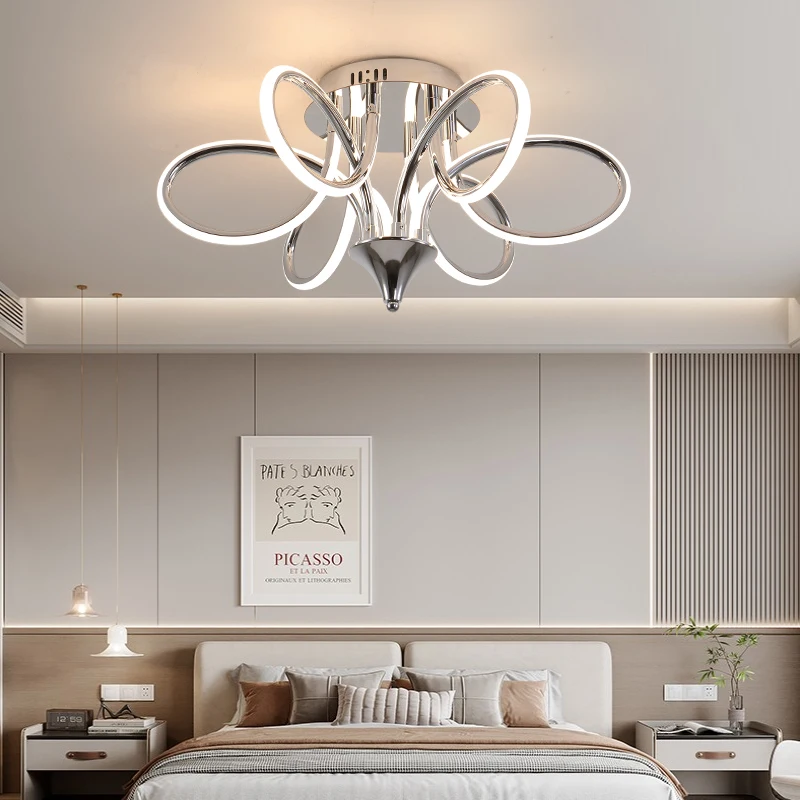 NEO Gleam Remote Controller Modern Led Ceiling Lights for Living Room Bedroom Dimmable Ceiling Lamp Fixtures Chrome/Black