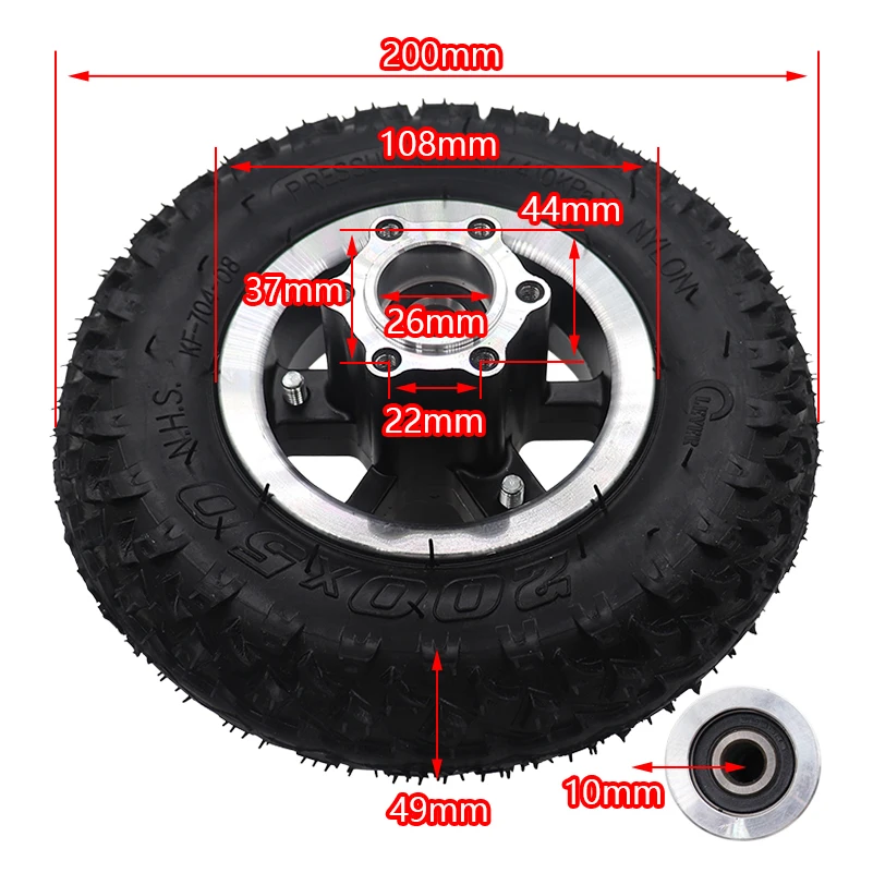 Scooter Elettrico 200X50 Pneumatico Camera D'Aria Con Mozzo 200*50 Fuoristrada Per Razor Scooter E100 E150 E200 Espark Crazy Cart